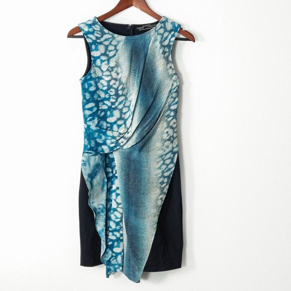 AllSaints Women’s Dress Silk Midi Shift Size 6 Wearable Art - Picture 1 of 9
